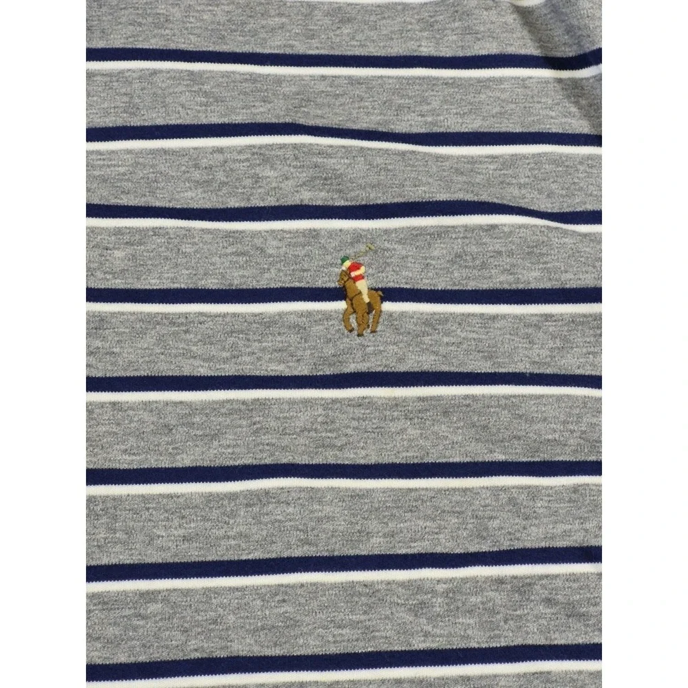 Polo‎ Ralph Lauren Short Sleeve Shirt Mens XXL 2XL Soft Cotton Gray Stripe Flesh